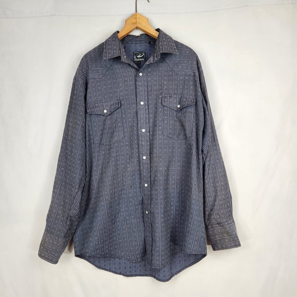 Roper Pearl Snap Western Shirt Men's L Purple Cowboy Ranch Rodeo